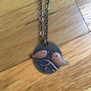 Two birds copper necklace